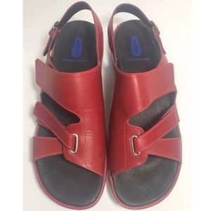 Wolky Red Walking Sandals Hook & Loop Straps 10.5